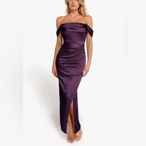Elegant Purple Off-Shoulder Dress